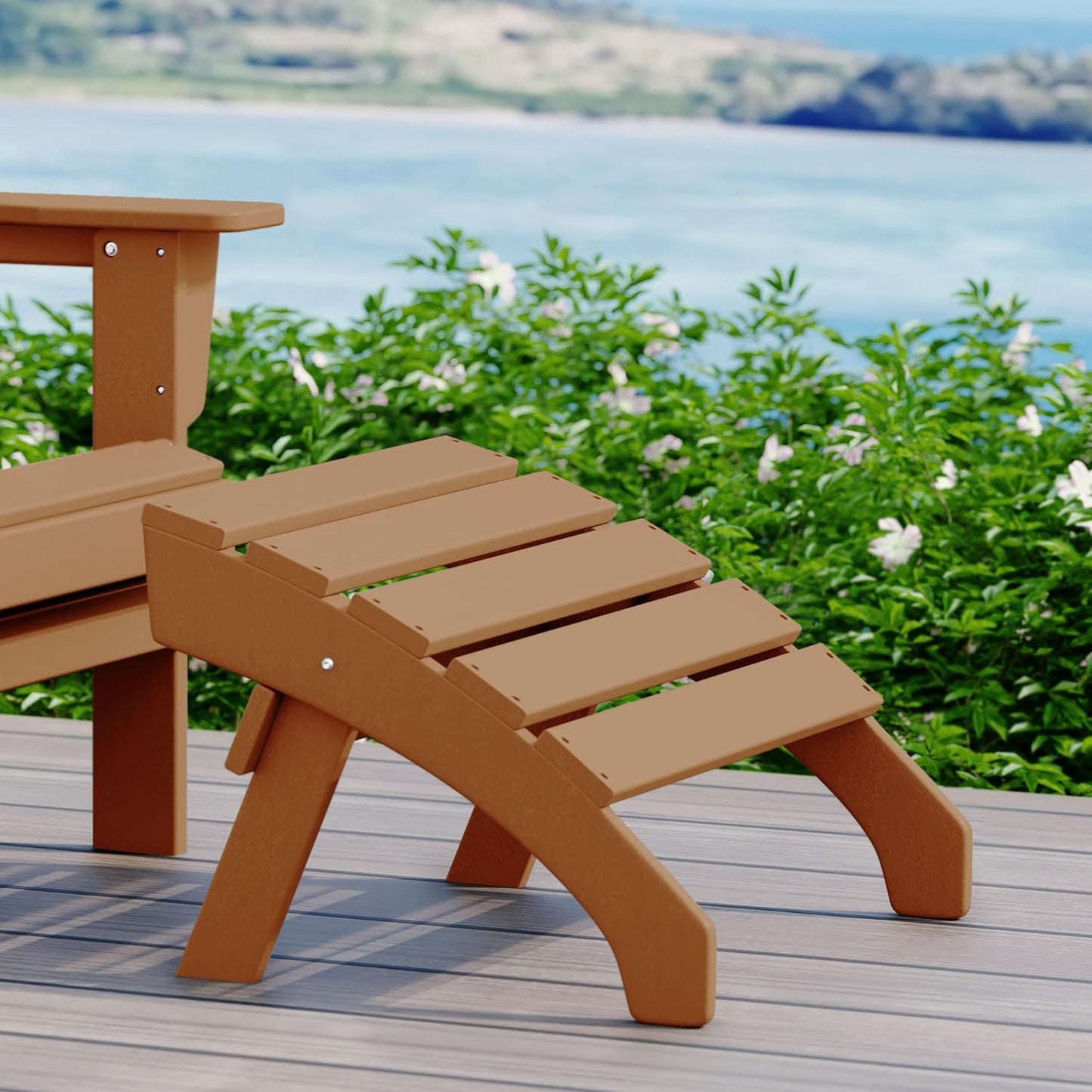 WestinTrends Dylan Outdoor Patio HDPE Adirondack Ottoman Footrest, Teak