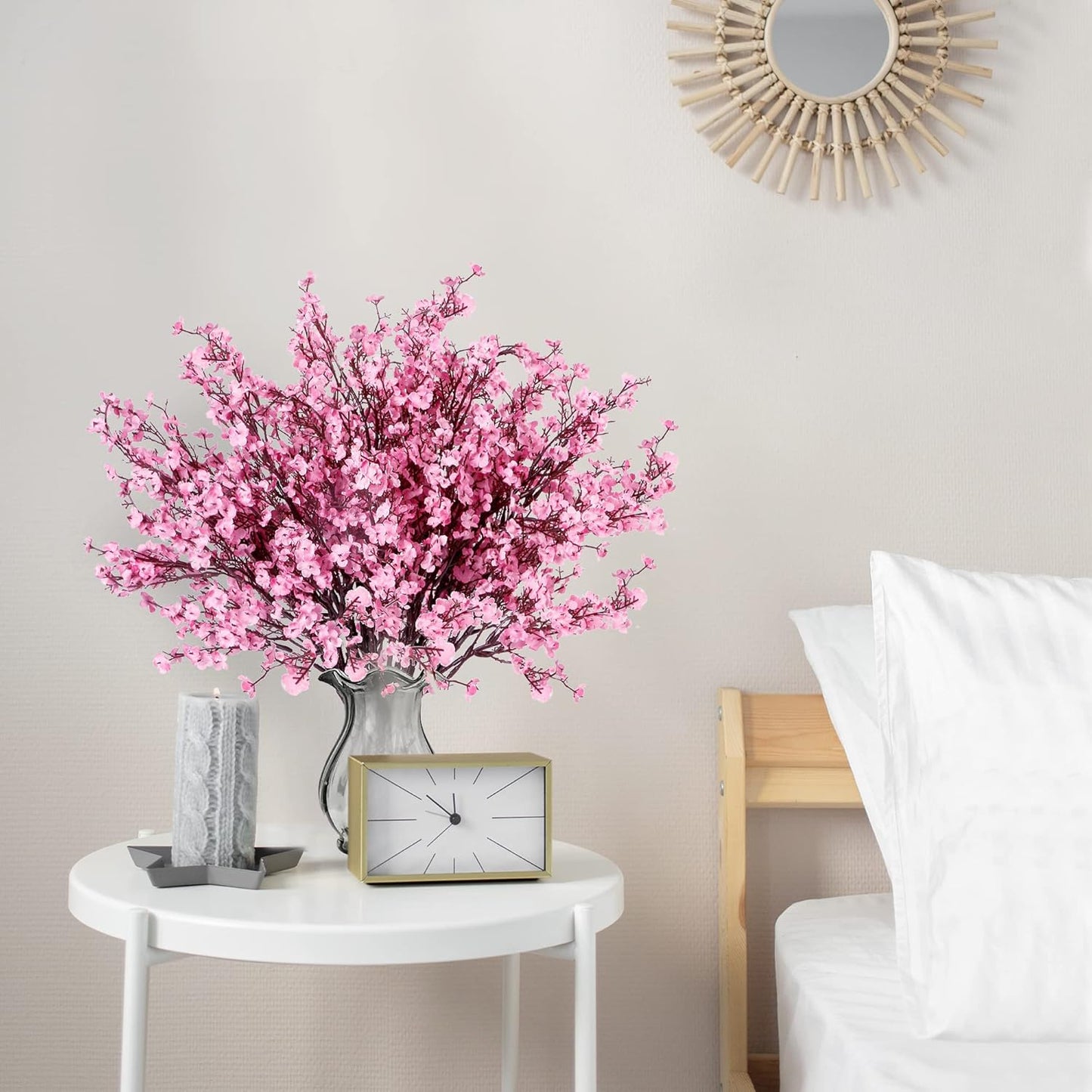 Sggvecsy 10 Pcs Babys Breath Artificial Flowers Gypsophila Bouquets Bulk Real Touch Fake Silk Flowers for Home Wedding DIY Floral Arrangement Kitchen Table Centerpiece Festival Decoration (Pink)