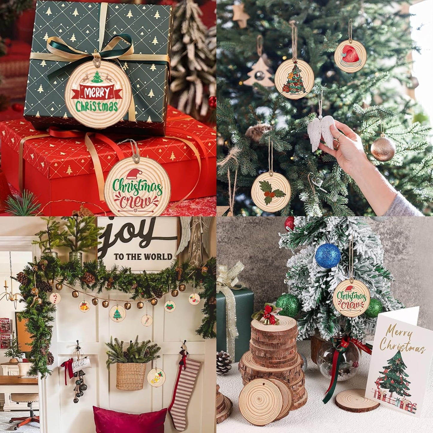 100 Pack Nature Wood Slices for Crafts,2.4-2.8In Unfinished Natural Wood Rounds.Wood Circles Predrilled with Hole and 20m Rope for Wooden Craft Supplies,Painting,Christmas Ornaments,DIY Gifts