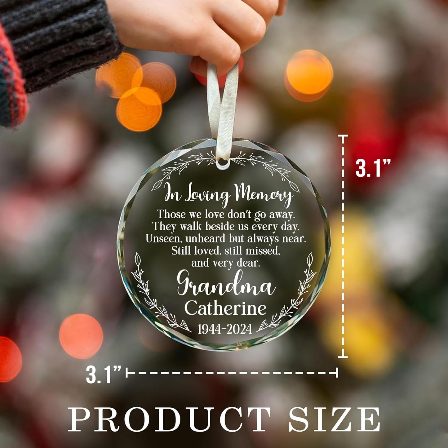 2025 Personalized Memorial Hanging Glass Ornament - in Loving Memory Christmas Ornament for Loss of Loved One - Custom Name & Year - Sympathy Keepsake Gift for Bereavement & Remembrance