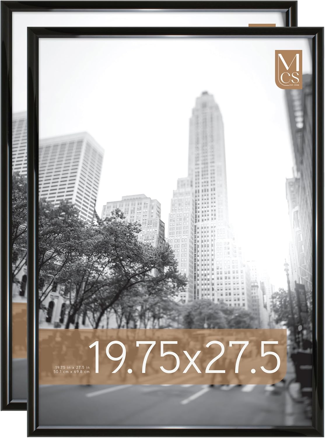 MCS Trendsetter 19.75x27.5 Poster Frame Black High-Gloss, Vertical & Horizontal Wall Hanging Large Picture Frame for Photos, Posters & Art Prints (2-Pack)