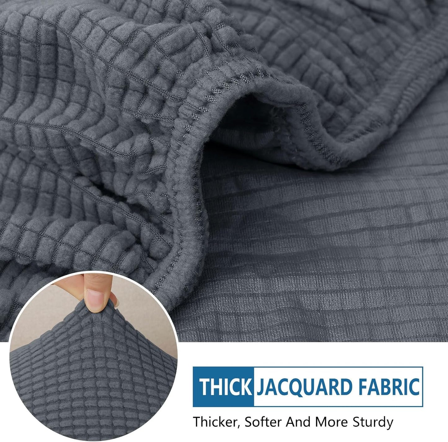 hyha Waterproof Couch Cushion Covers for Pets, Non Slip Sofa Seat Cover for Dogs Washable, Soft Thick Stretch Jacquard Fabric, Sofa Slipcovers with Elastic Bottom (1 Piece for Backrest M, Grey)