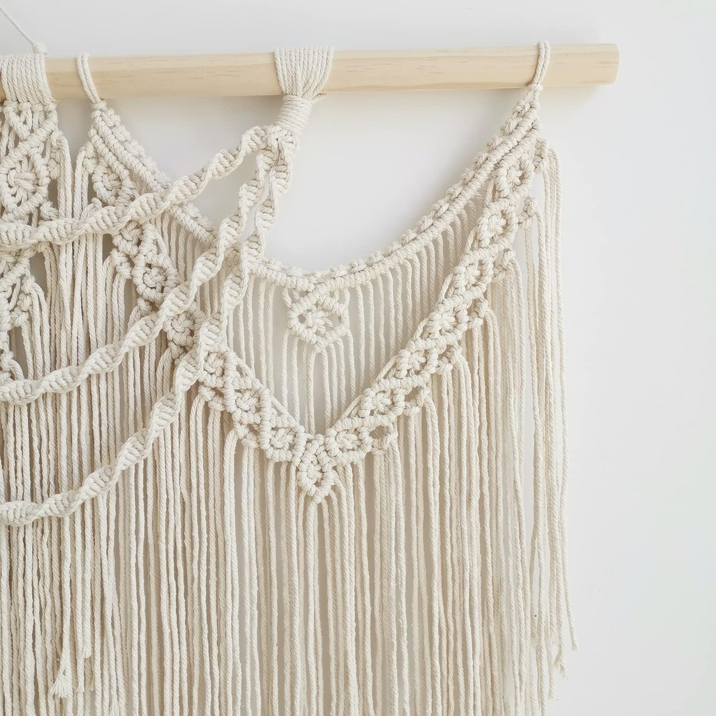 large macrame wall hanging - Boho Tapestry Macrame Wall Decor Art- Chic Bohemian Handmade Woven Tapestry Home Decoration for Bedroom Living Room Apartment Wedding Party - 43"x32" (Beige-fringe)