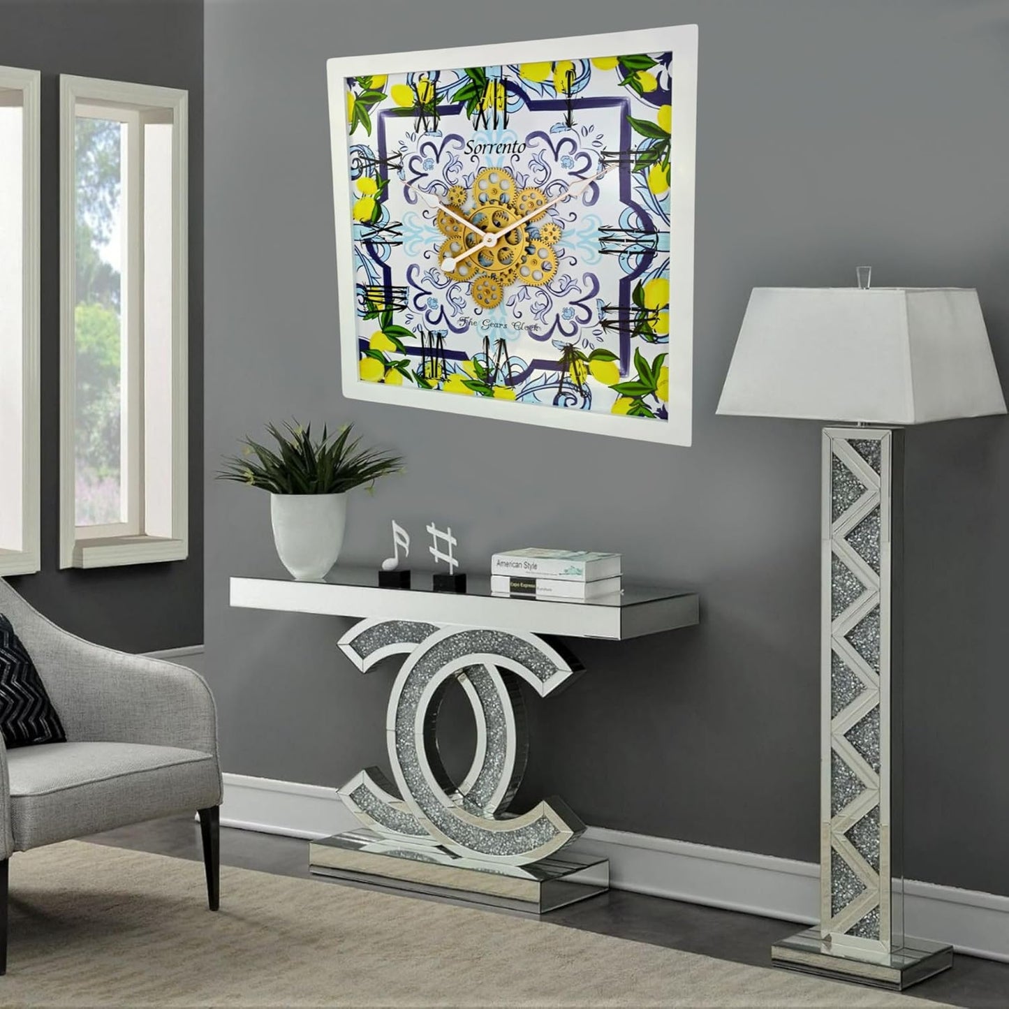 The Gears Clock Wall Clock Italy Collection with Moving Gears (Sorrento, 24 inches (60 cm))