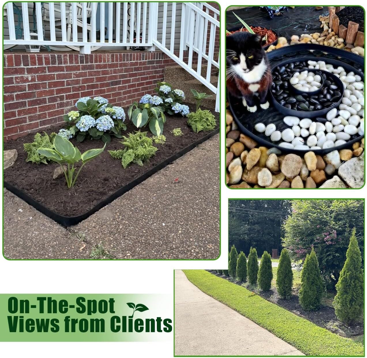 2 Inch Tall No Dig Durable Garden Landscape Edging Kit, Black Plastic Lawn Border with 48pcs Anchoring Spikes for Landscaping, Flower Gardens, Lawn (40FT+48pcs Anchoring Spikes)