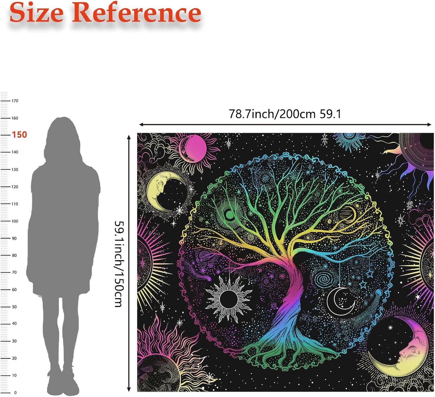 AACKart Blacklight Tapestry for Bedroom - Spiritual Tree of Life Wall Tapestry Glow in the Dark Wall Hanging 78.7 x 59.1 inches