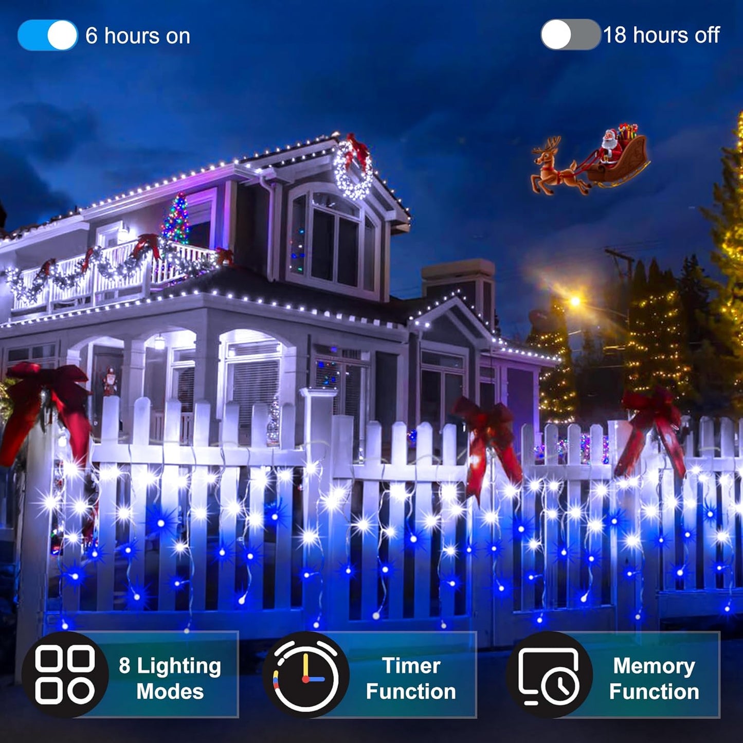 1620 LED Christmas Outdoor Lights with 360 Drops, 164ft Hanging Curtain Lights with 8 Modes Timer & Memory, Waterproof Christmas Fairy Lighs for House Holiday Wedding Christmas Decor Blue & Cool White