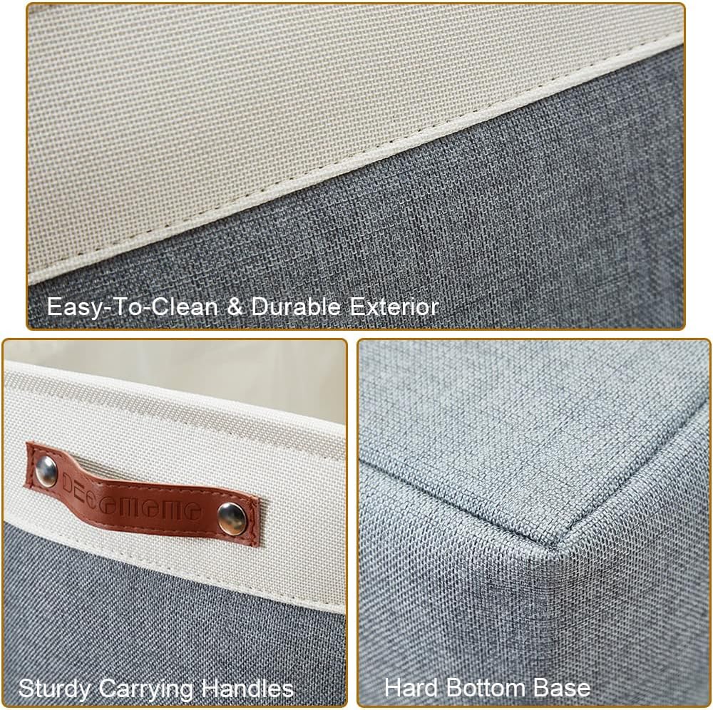 DECOMOMO Storage Baskets for Shelves - Fabric Closet Organizers and Storage Bins, Perfect Baskets for Organizing Closet Toys Nursery (Slate Grey and White, XL - 3 Pack)