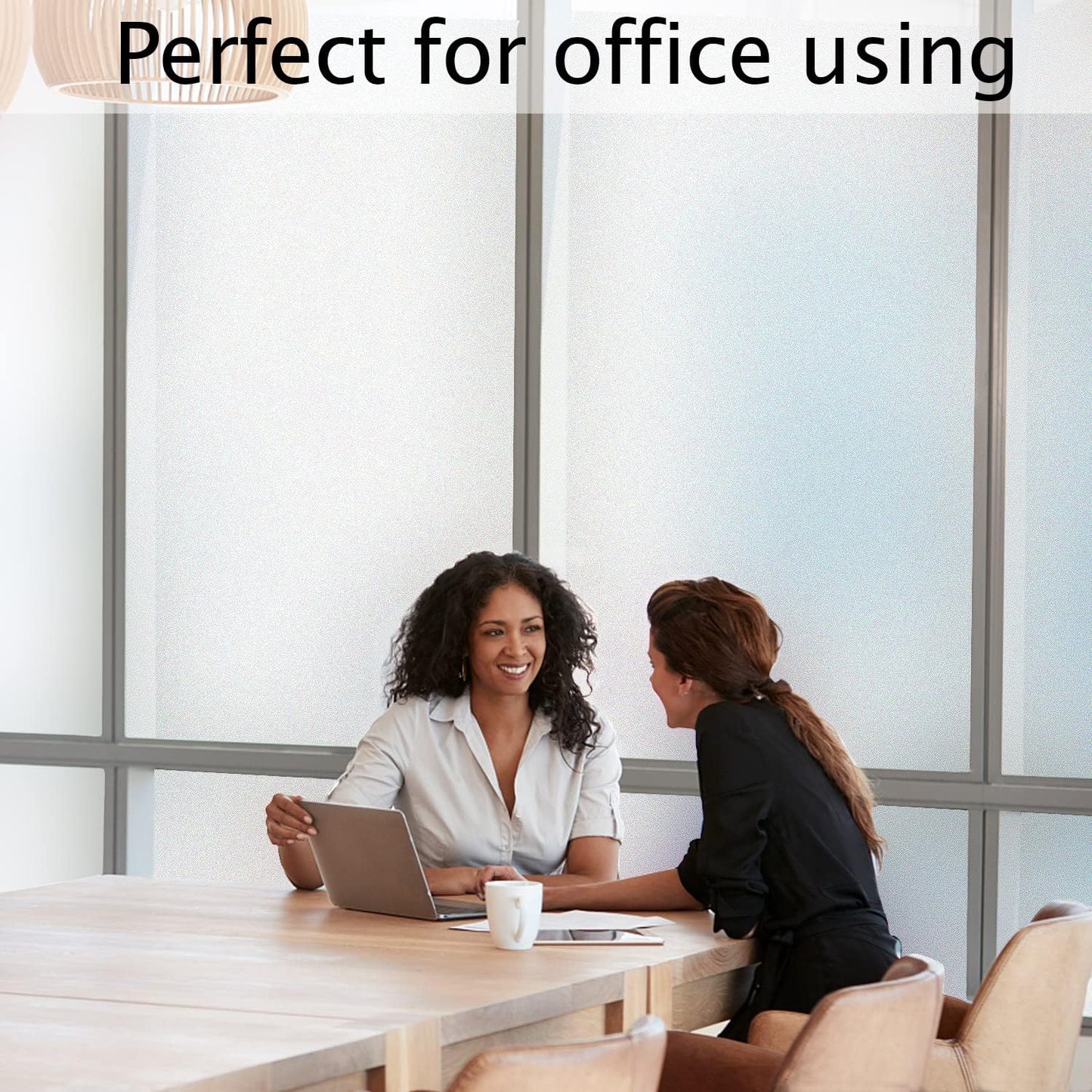 HIDBEA Frosted Window Privacy Film Heat Control UV Blocking, Static Cling Non-Adhesive Reusable Door coverings for Bathroom Home Office (Frosted 41.3 Inch x 6.5 Feet)