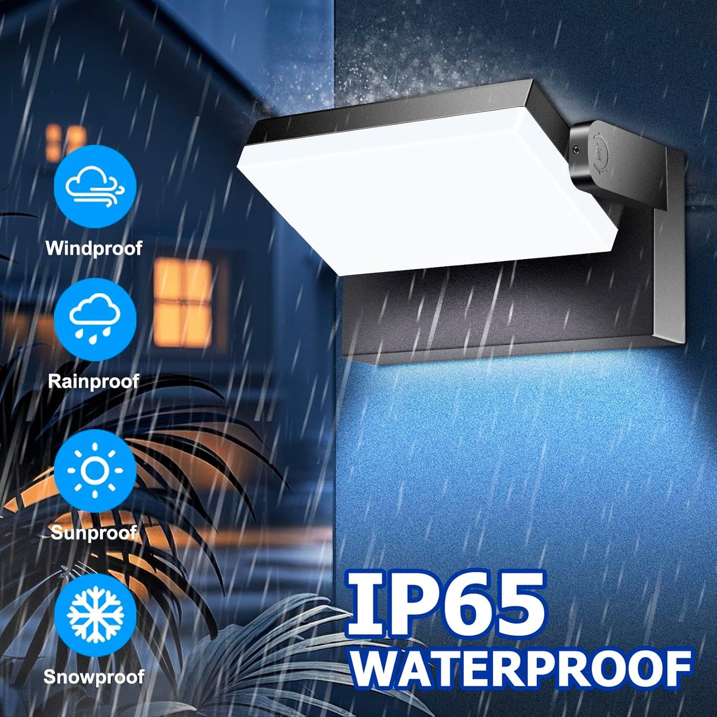 3CCT LED Outdoor Wall Lights, 4800LM, 360° Adjustable, 3 Color Modes, IP66 Waterproof, Security Wall Pack Flood Lights for Garage, Porch, Patio, Black