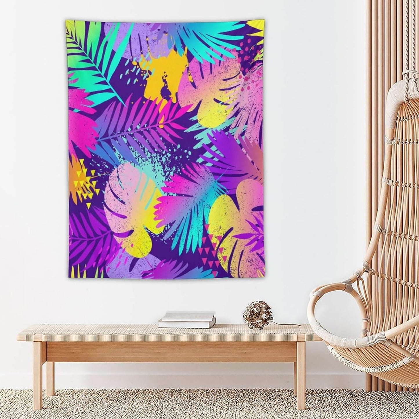 ICMOLYYENLO Palm Leaf Tapestry Wall Hanging, Tropical Leaves Plant Jungle Green Hawaiian Art Home Decor for Guest Bedroom Living Room Dormitory 30" x40