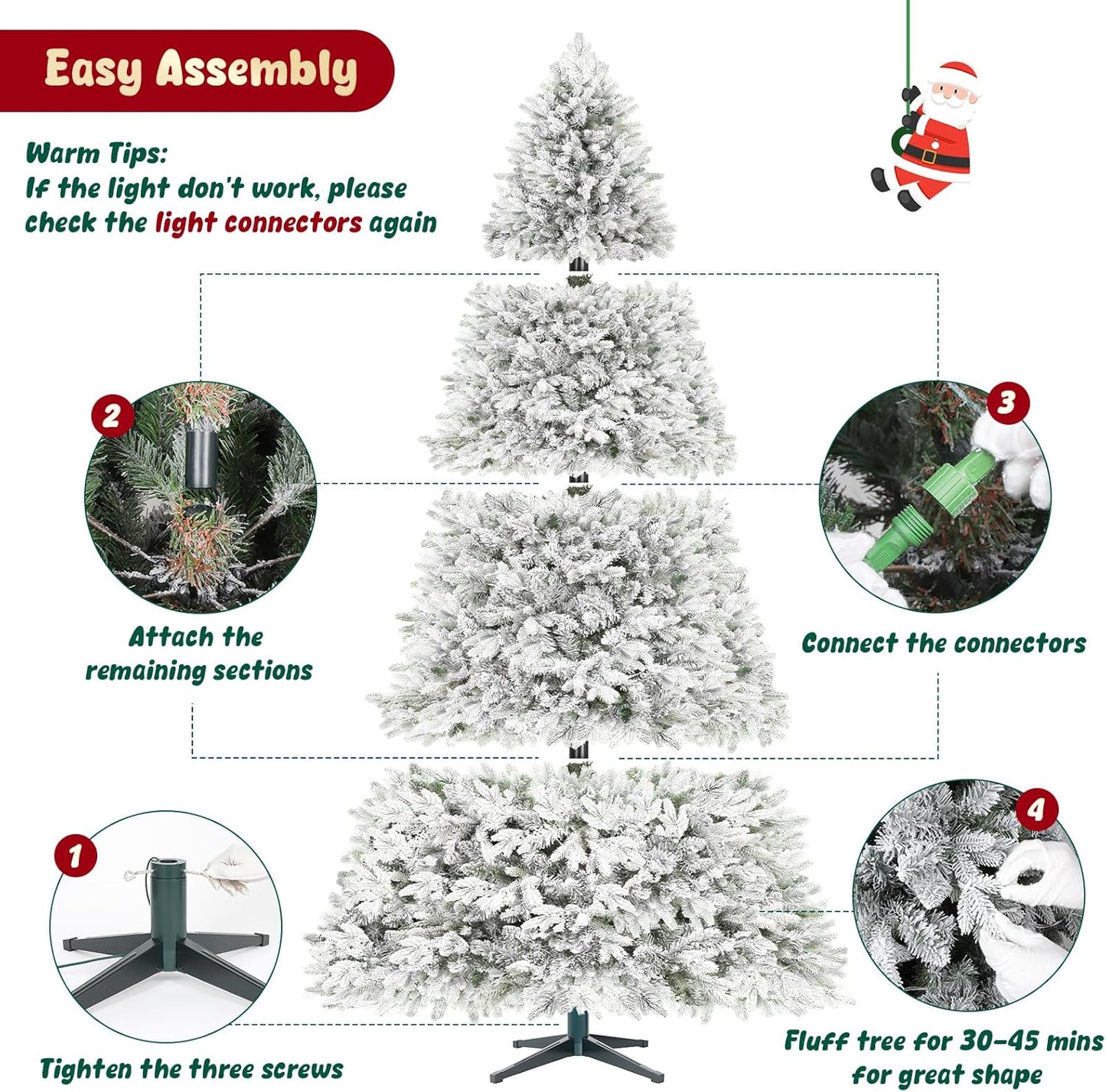 9FT Rotating Christmas Tree with Remote, Pre-Lit Artificial Green PE & PVC Xmas Tree, Multicolor LED Lights with Music & Flash Modes, Deluxe Holiday Home Decor
