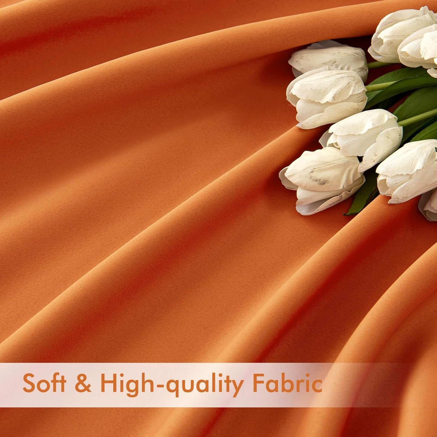 MIULEE Orange Back Tab Blackout Curtains 96 Inch Long 2 Panels Set for Living Room Bedroom, Rod Pocket/Pinch Pleated Long Fall Thermal Insulated Room Darkening Light Blocking Floor to Ceiling Drapes