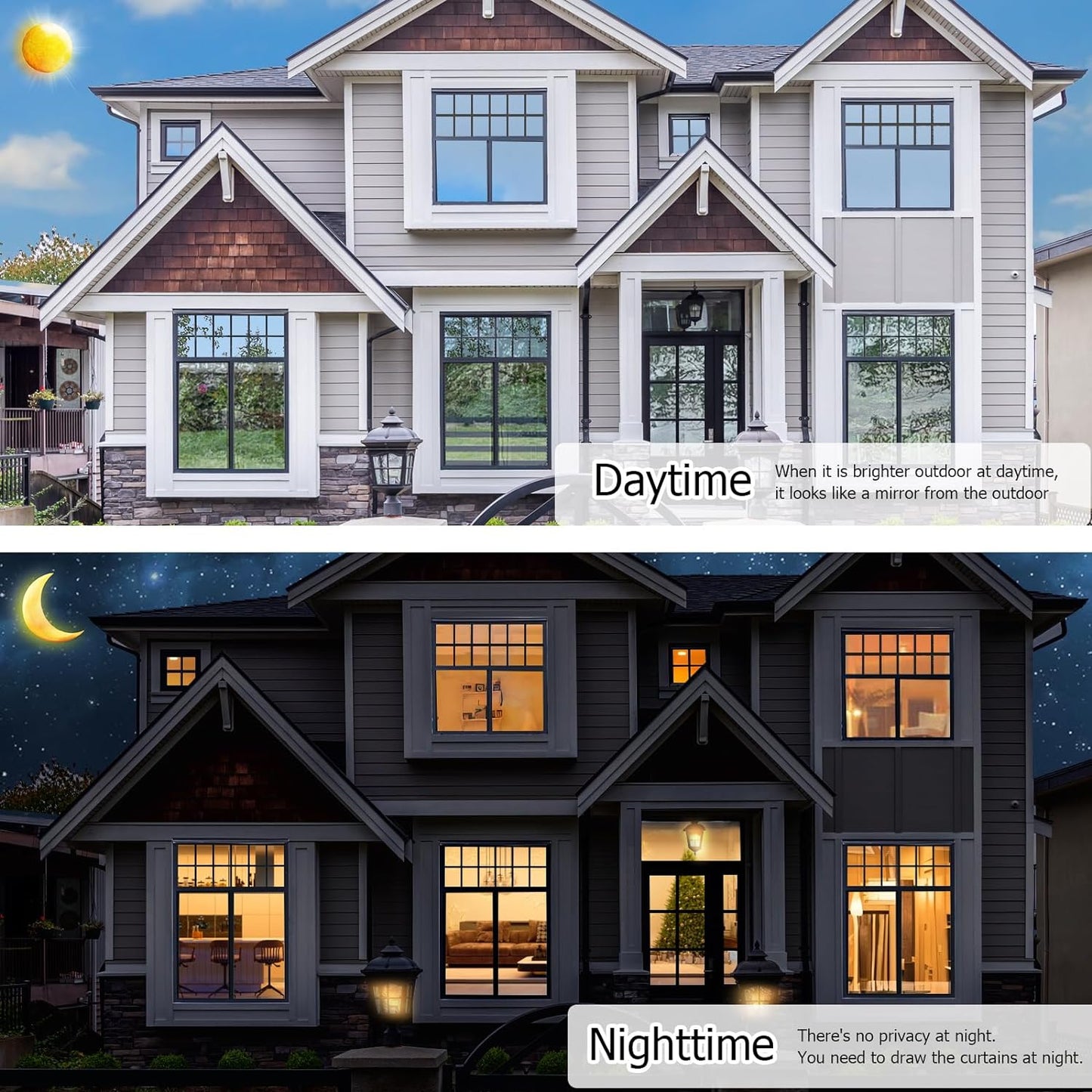 HIDBEA One Way Privacy Window Film, Daytime Privacy Sun Blocking Anti UV Reflective Window film Heat Control Static Cling Window Tint film for Home and Office, Silver, 35.4 x 98.4 Inch