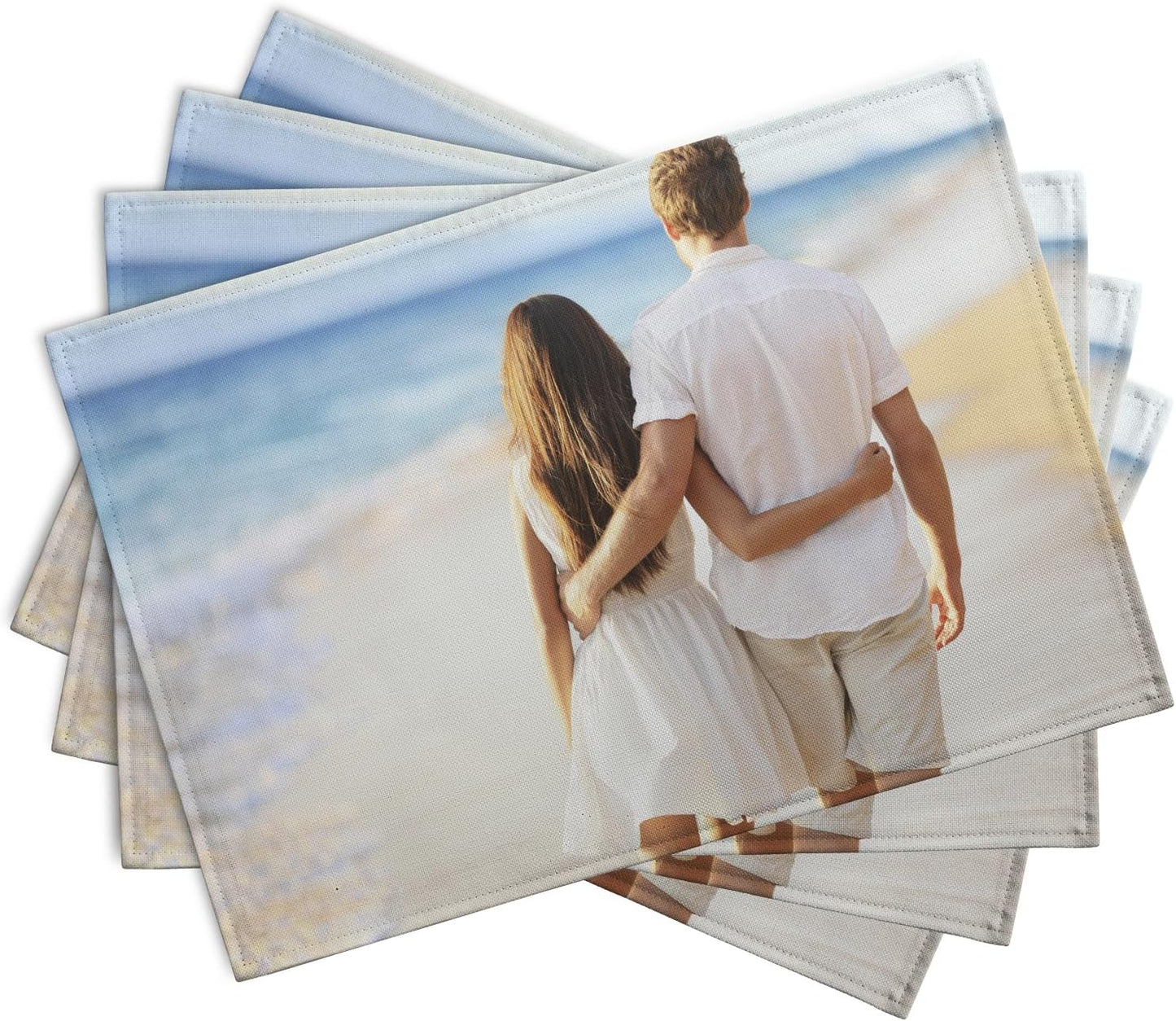 Custom Placemats with Picture Text Set of 4 Personalized Photo Place Mats for Dining Tables 12x18 Inch Customized Image Heat Resistant Non Slip Washable Linen Table Mat