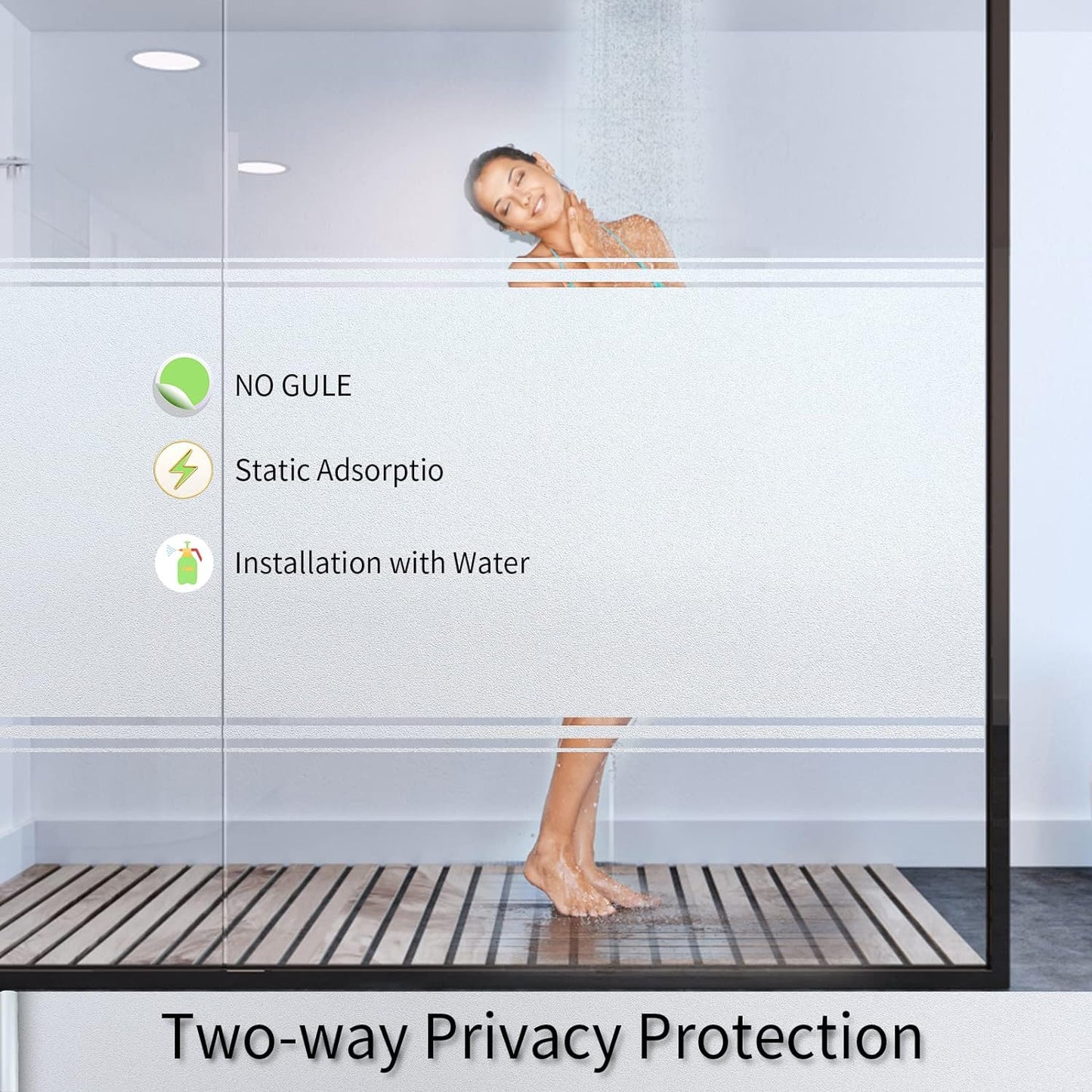 Frosted Glass Window Film with Tools,Reusable Window Privacy Film,Static Clings Window Film Kit for Home Bathroom and Office. (Pure, 35.4Inch×196.9Inch)