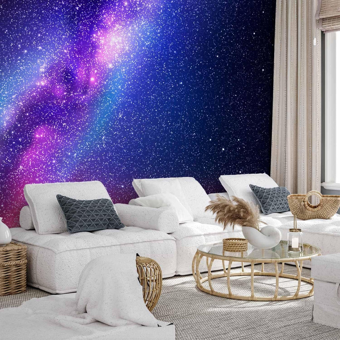 artgeist Wall Mural Galaxy 193x138 in - XXL Peel and Stick Self-Adhesive Wallpaper Removable Large Sticker Foil Wall Decor Print Picture Image Abstract Space Sky Star Cloud Violet f-C-0487-a-a