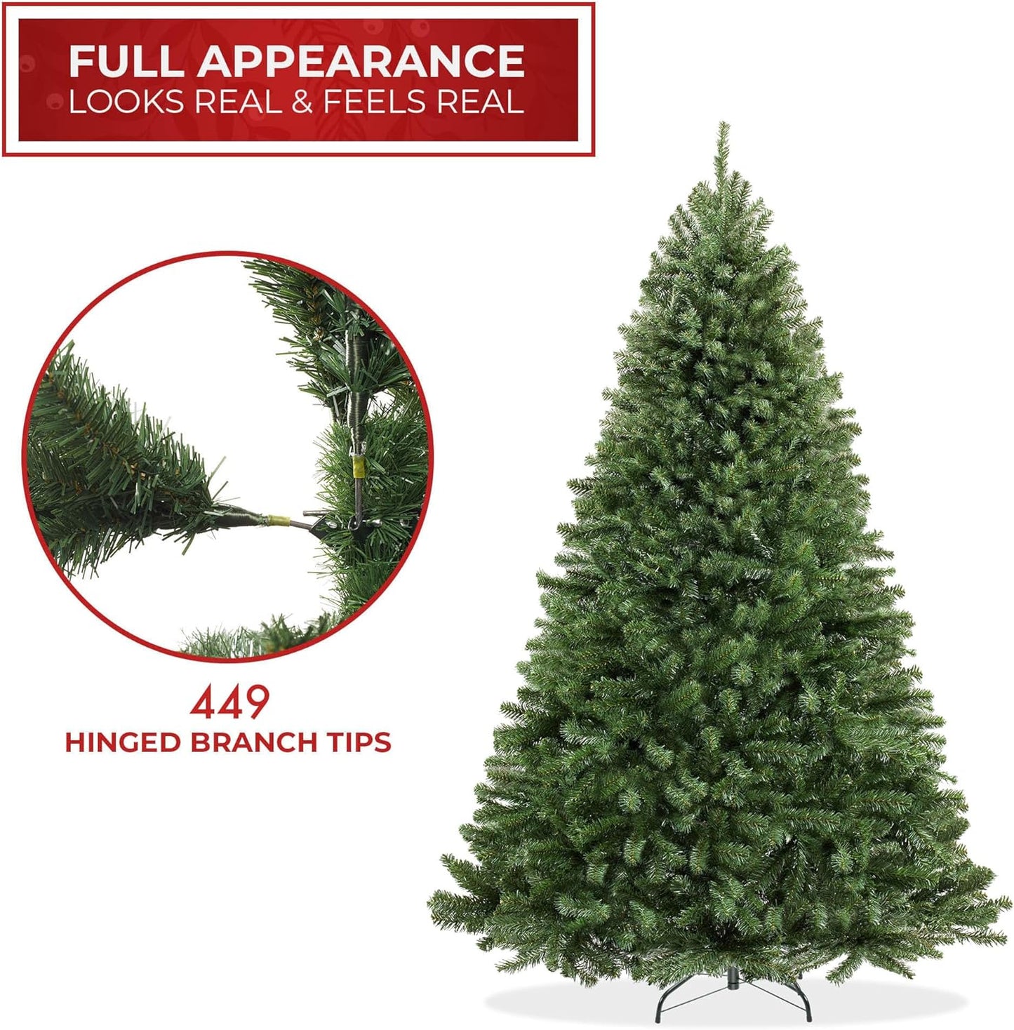 Casafield 4.5FT Realistic Green Spruce Artificial Holiday Christmas Tree with Sturdy Metal Stand