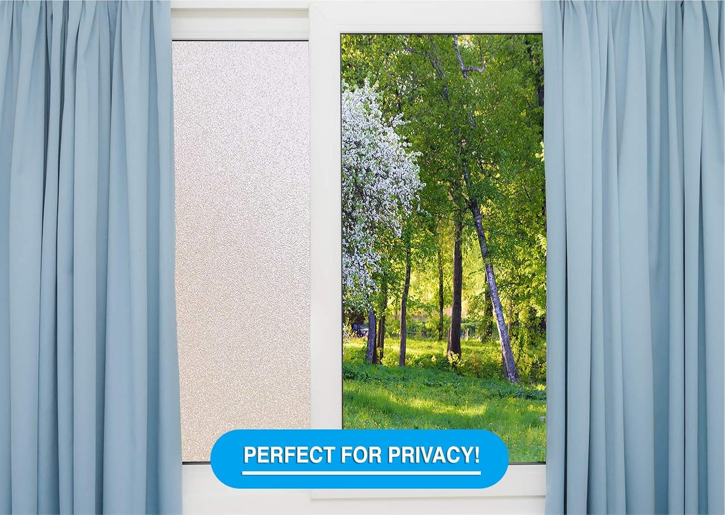 Privacy Window Film: Translucent Static Cling Treatment for Home Security and Decorative Frosted Glass Effect - No Residue, Heat Control, UV Prevention, Easy Removal (Winter Frost, 42 x 144 inches)