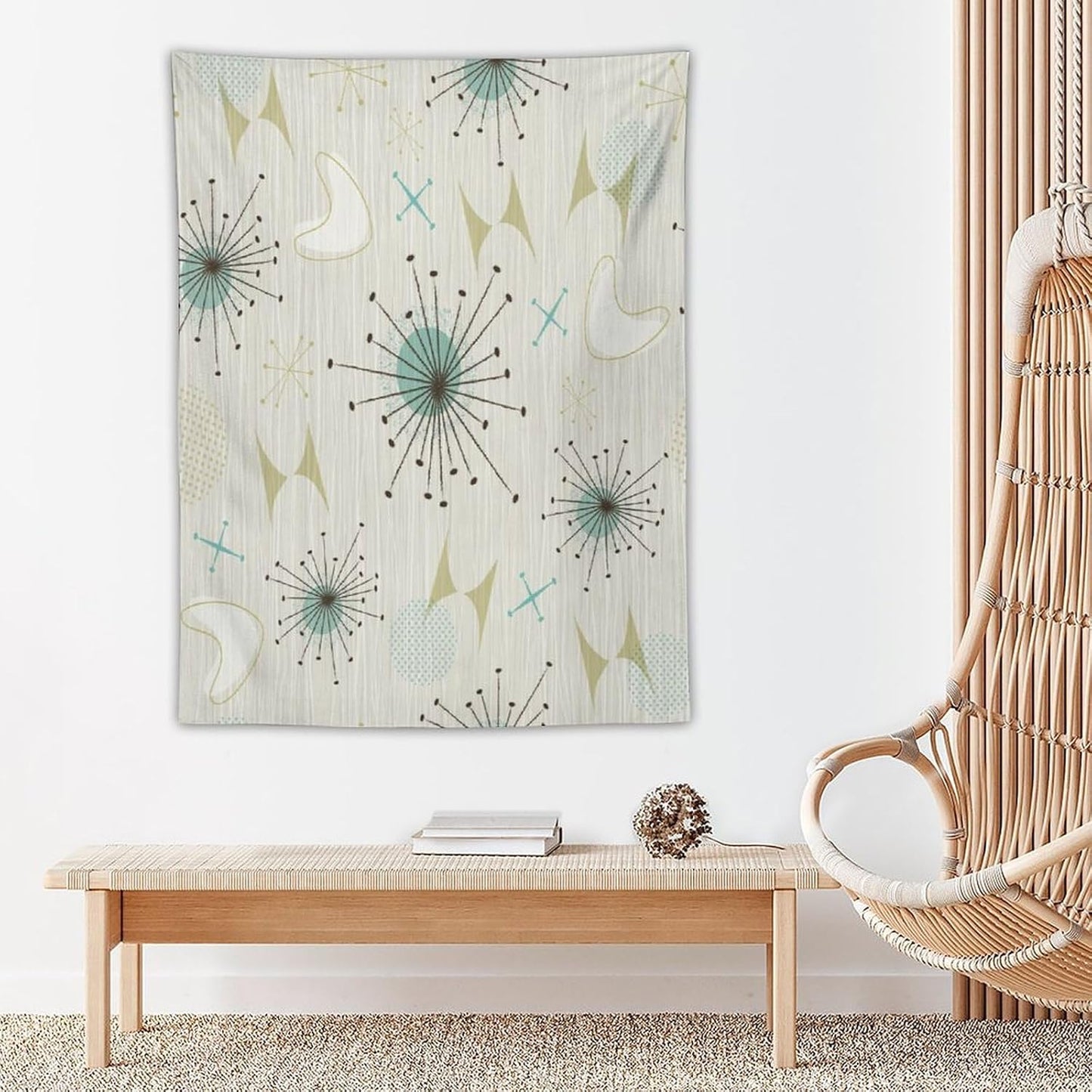 ICMOLYYENLO Boho Medieval Cat Tapestry, Abstract Atomic Starburst Geometric Aesthetic Art Wall Hanging For Bedroom Living Room Dormitory 60x60 Inches