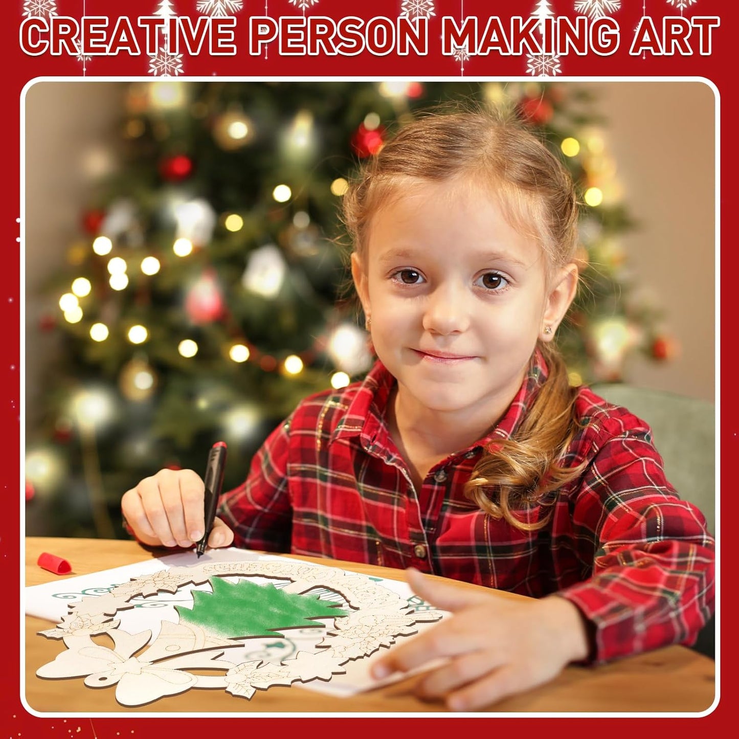 Paintable Christmas Ornaments 3 Sets, Wooden Ornaments to Paint, Unifished Christmas Tree Wreaths Wood Crafts for Painting, Wood Cutouts DIY Xmas Ornament for Front Door Decor (Bird