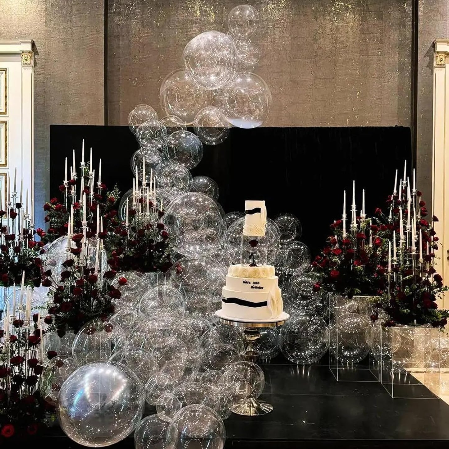 130pcs Clear Balloons Different Sizes 18" 12" 10" 5" Transparent Latex Balloon Garland Arch Kit for Birthday Baby Shower Graduation Wedding Gender Reveal Anniversary Party Decorations