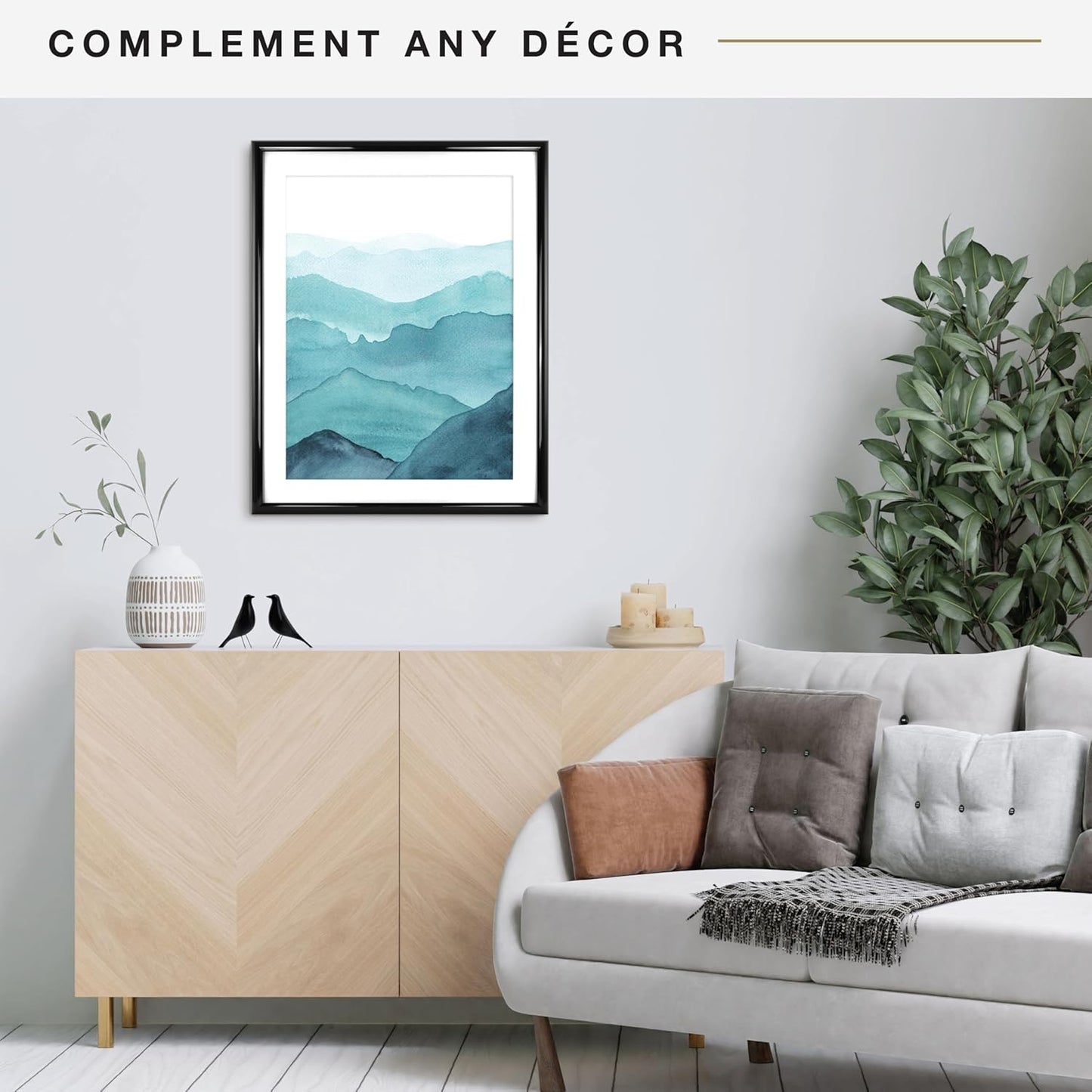 MCS Trendsetter 22x28 Matted Poster Frame with 18x24 Picture Display, Black Vertical & Horizontal Wall Hanging Large Picture Frame for Photos & Posters (1-Pack)