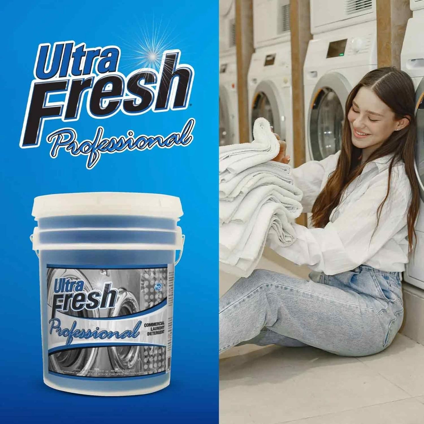 Ultra Fresh® Professional™ Commercial Laundry Detergent, 5 Gallons – Liquid with Easy Dispensing Pump for All Machine Types, up to 640 Loads