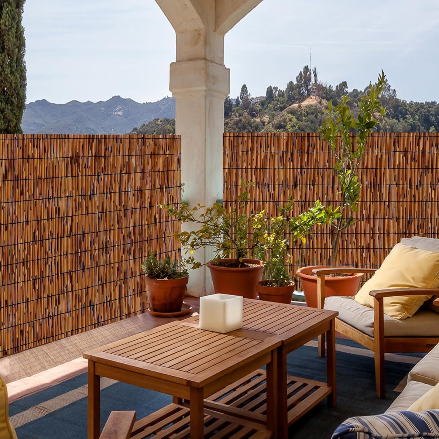 2PACK Natural Reed Fencing 6FT X 16.4FT Reed Fence 6FT High Balcony Reed Fence Privacy Reed Screen for Outdoor Backyard Patio(Brown)