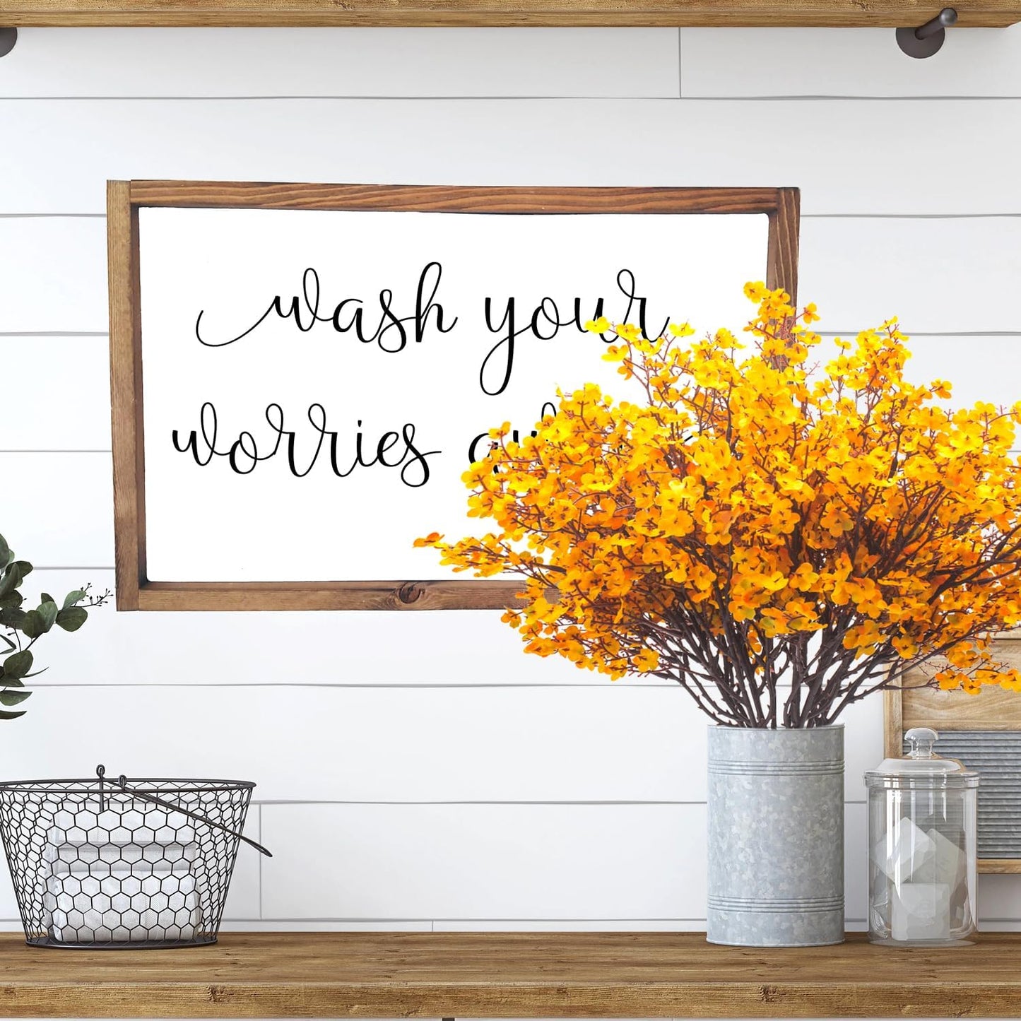 10Pcs Artificial Babys Breath Flowers, Orange Fall Flowers, Fake Silk Flowers for Home DIY Floral Arrangement Table Centerpiece Fall Thanksgiving Autumn Decoration