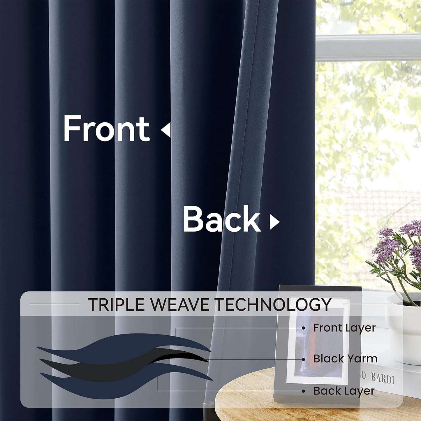 KangBang Navy Blue Pinch Pleated Curtains 120 Inches Long 2 Panels Set, Extra Long Sound Dampening Memory Pleat Elegant Curtains & Drapes for Boys Playroom Dorm with Hooks, 40Wx120L