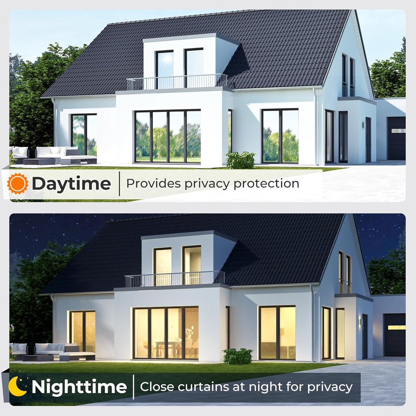 DOWELL Window Privacy Film, One Way Window Tint for Home, Static Cling Anti UV Sun Blocking Reflective Mirror Film, Heat Control See Out Not in Glass Tinting, Silver, 17.5" x 78.7"