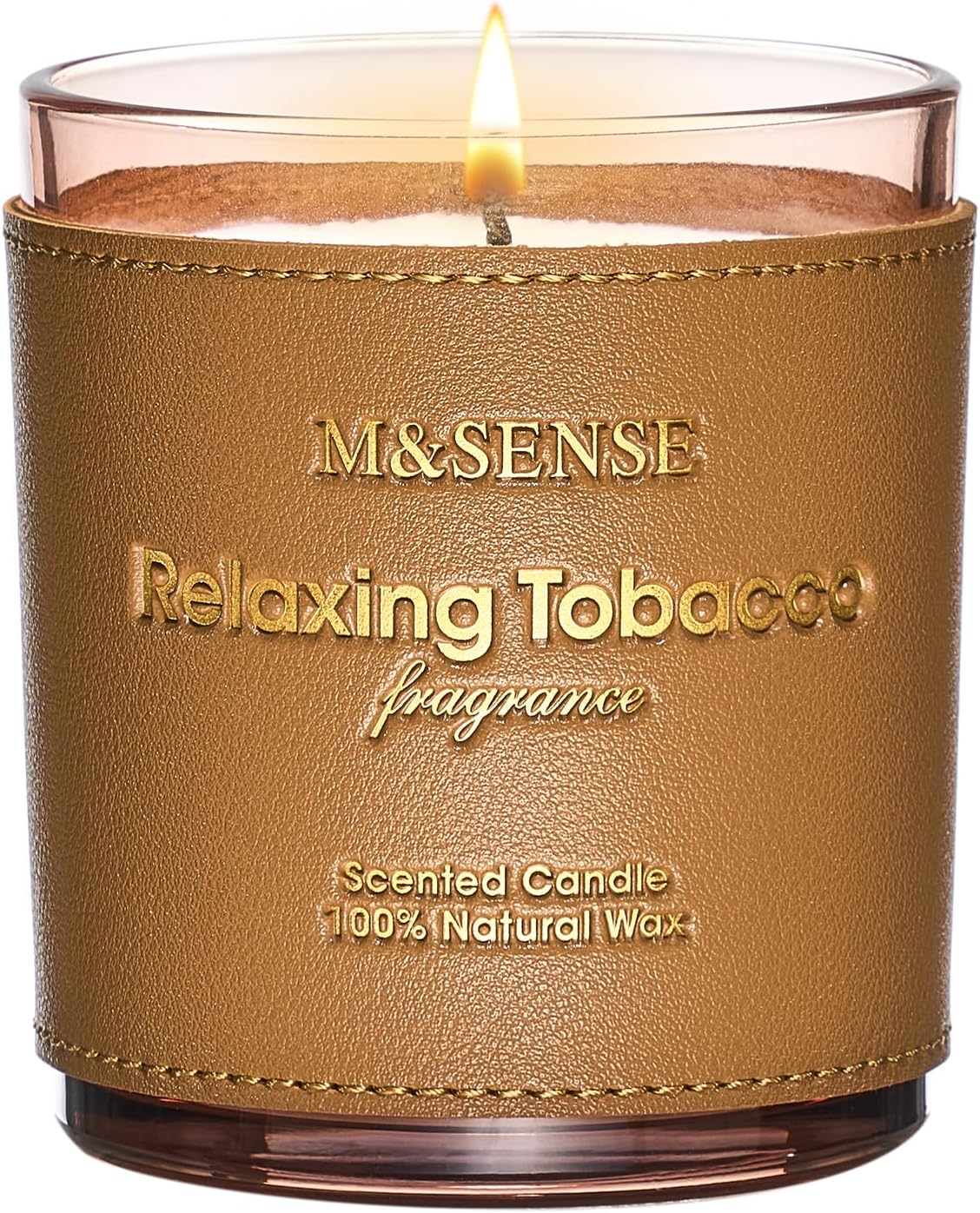 M&SENSE Cinnamon Tobacco Scented Candles,Vegan Soy Wax Candle,10oz 42-Hour Slow Burning Time,No Toxin Naturally Scented Home Fragrance for Stress Relief in Sleep & Living Rooms,Gifts for Dad Man