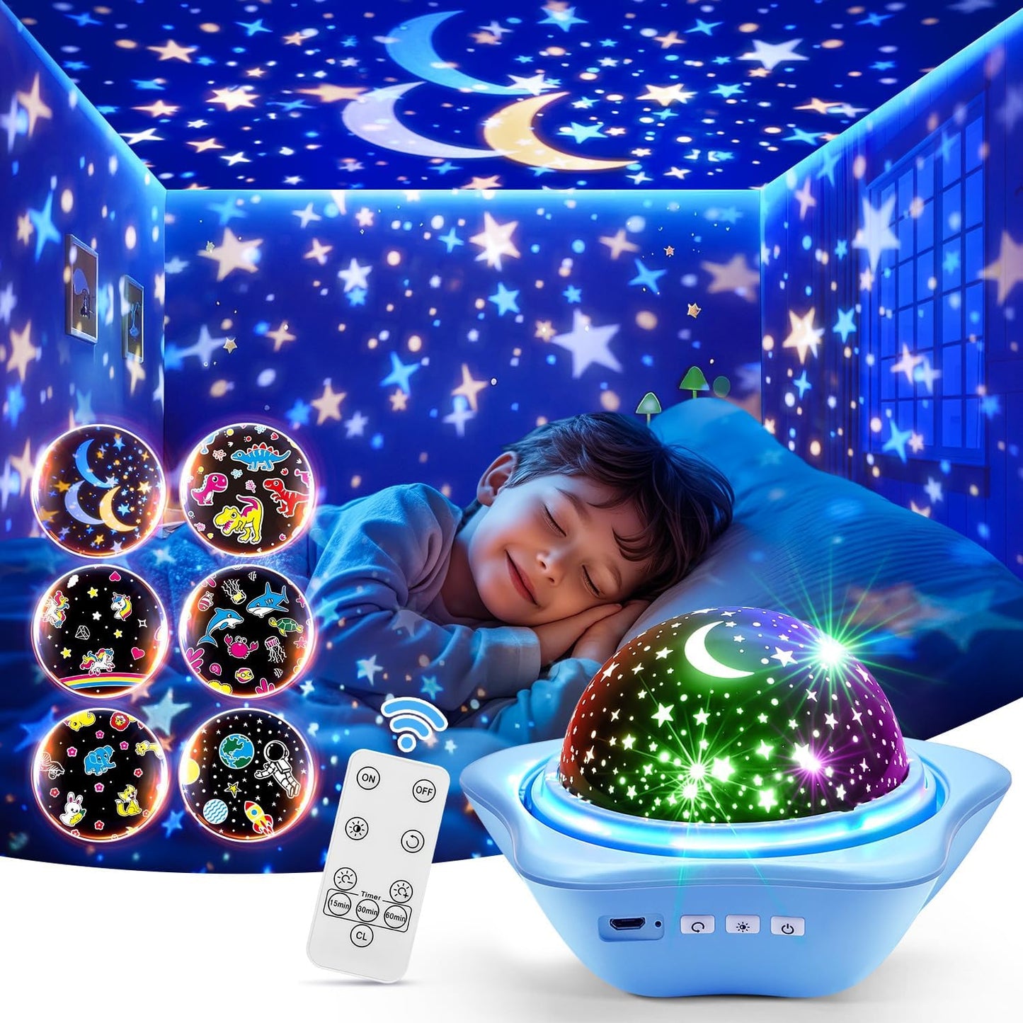 Night Light for Kids Night Light Projector, Baby Night Lights for Bedroom, Star Projector Galaxy Light Star Lights for Bedroom, Glow in The Dark Stars for Ceiling, Baby Sensory Toys, Kids Room Decor
