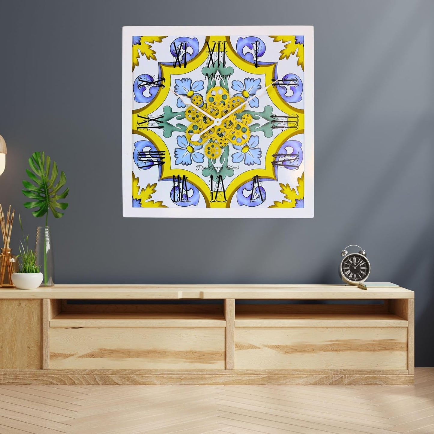 The Gears Clock Wall Clock Italy Collection with Moving Gears (Minori, 24 inches (60 cm))