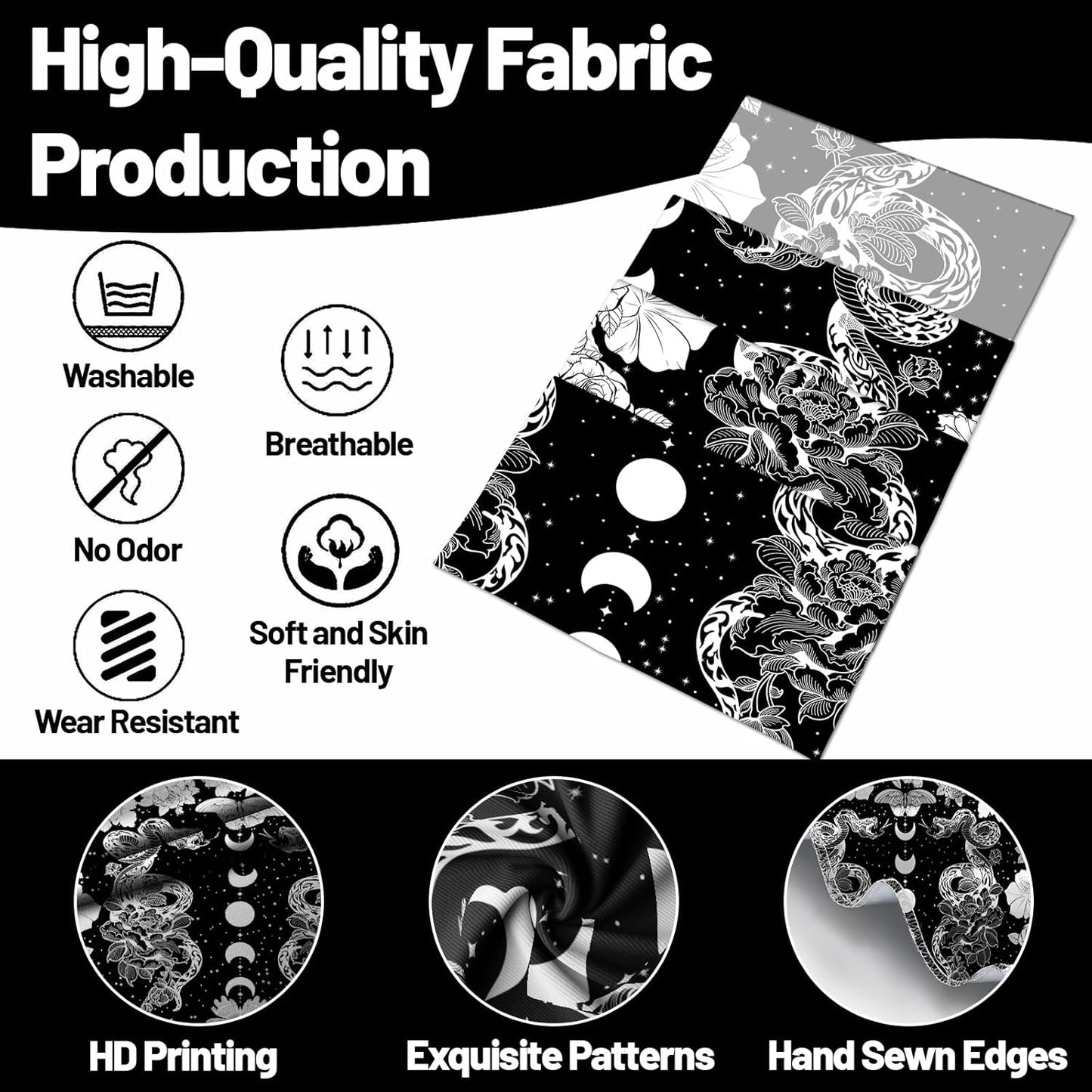 dueeia Moon Phase Witchy Tapestry Wall Hanging Snake Witch Occult Black and White Dark Tapestries for Bedroom Aesthetic Living Room Wall Decor (28.7"x37.4")