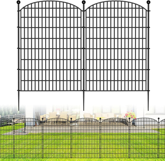 10 Panels No Dig Decorative Garden Fence - 40 in (H) x 23.6 ft (L), Dog Fence Outdoor for Yard，Rustproof Metal Animal Barrier Ground Stakes Fencing for Garden, Patio, Flower Bed