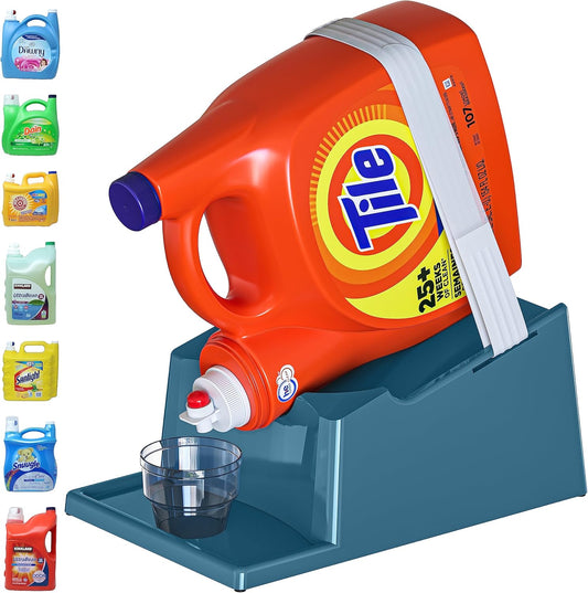 TidyFriend Laundry Detergent Holder Stand with Tray, Laundry Detergent Stand with Non-Slip Rubber Feet for Laundry Room Organization, Easy Pour, No Tilt Design (Slate Grey)