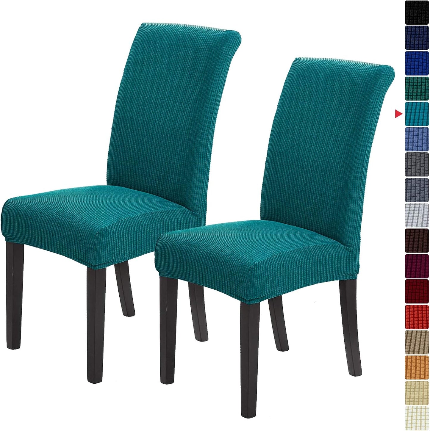Howhic Stretch Chair Covers for Dining Room Set of 2, Removable Washable Dining Room Chair Covers, Dining Chair Slipcovers Seat Protector, Great Home Decor and Banquet Upholstery (Teal, 2 Pack)