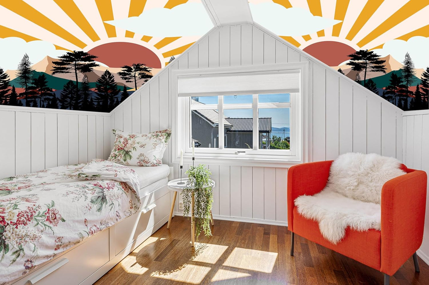 dueeia Boho Sun Tapestry Wall Hanging Abstract Mountain Tree Forest Sunset Sunrise Wall Tapestries for Mens Bedroom Living Room Wall Decor (90.6"x70.9")