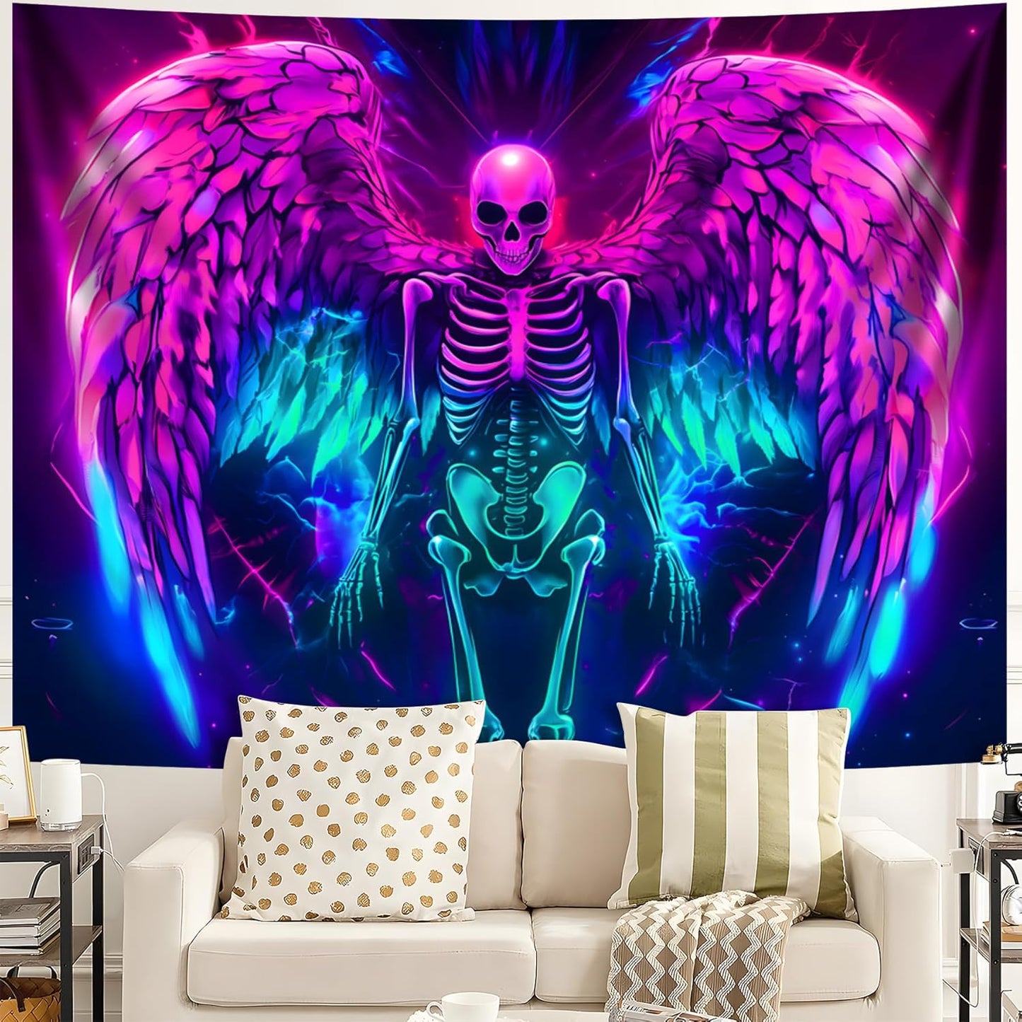 Blacklight Tapestry,WingTapestry Glow In The Dark,UV Reactive Black Light Upright Posters Wall Hanging for Bedroom Dorm Living Room Backdrop Decor (wing13, 59L" x 51W")