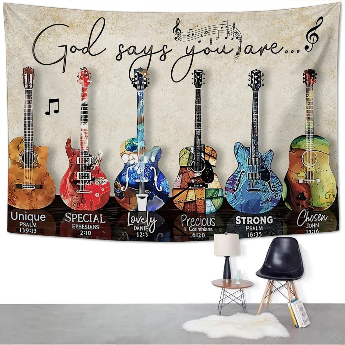 yowecso Musical Guitar Tapestry Rock Guitar Tapestry Wall Hanging for Bedroom Cool Rock Music Tapestries Aesthetic Wall Decor for Home Dorm Living Room 50"x60"