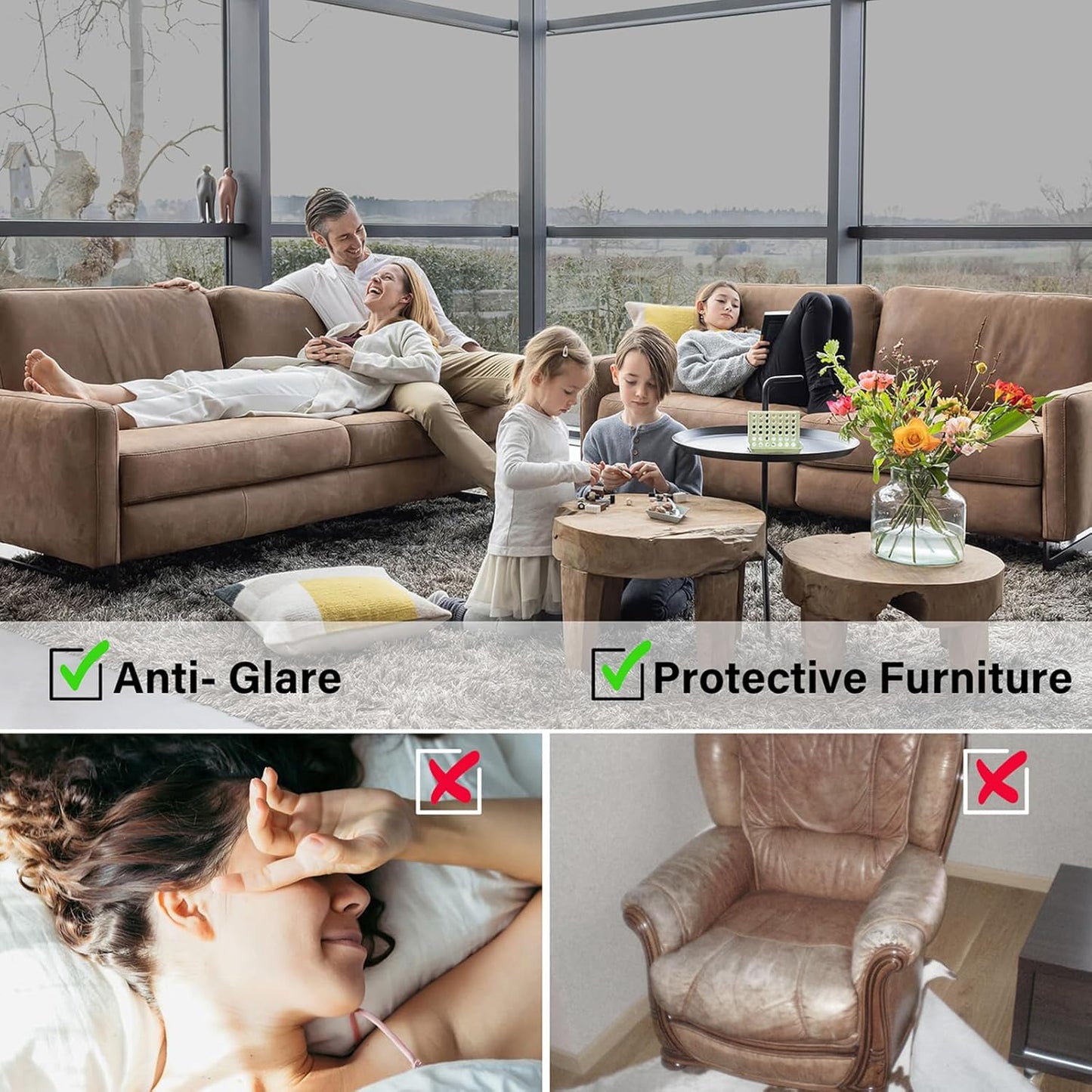 Kromapolis One Way Window Privacy Film Reflective Mirror Home Window Tint, Daytime Privacy Heat Control Anti UV Glass Tinting Static Cling (Silver, 29.5 x 157.4 inch)