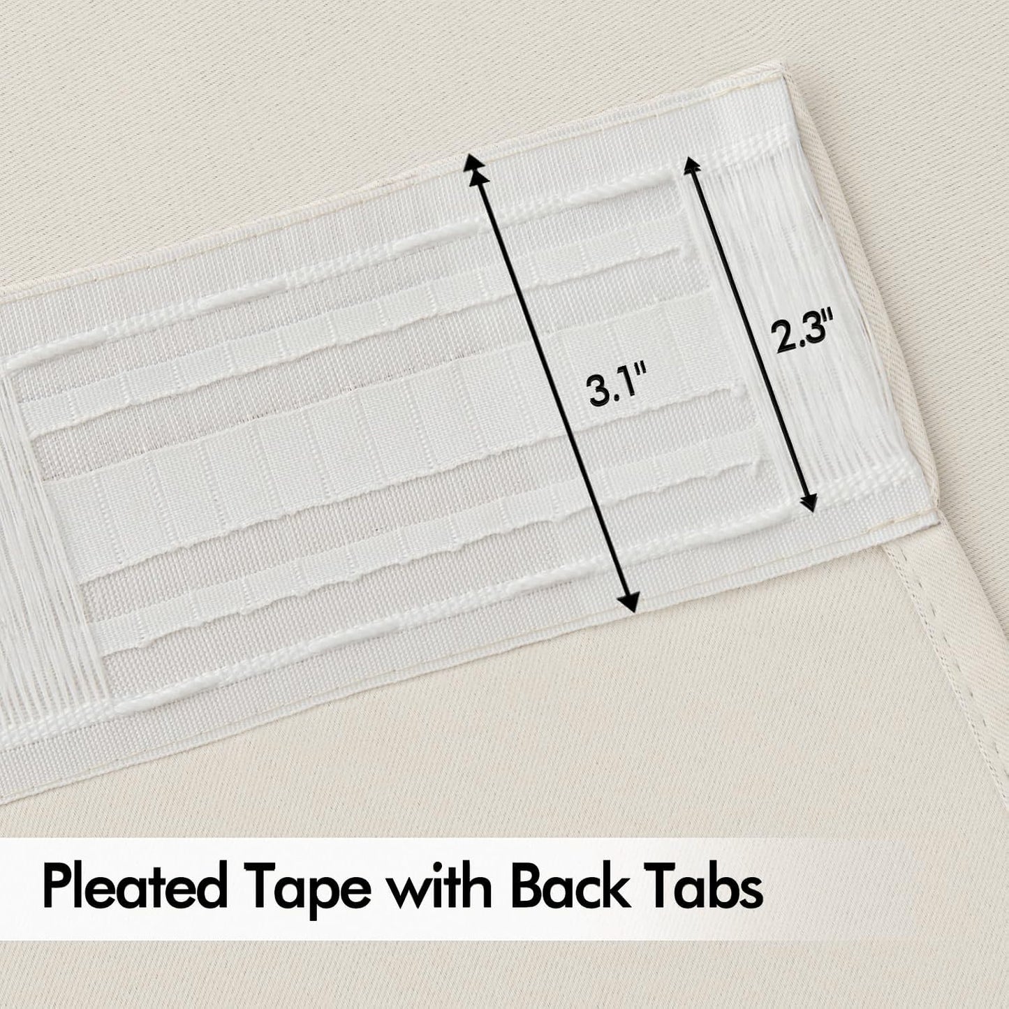 MIULEE Ivory Back Tab Blackout Curtains 63 Inch Length 2 Panels Set for Living Room Bedroom Privacy, Rod Pocket/Pinch Pleat Thermal Insulated Room Darkening Pleated Light Blocking Drapes