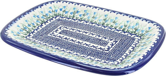 Blue Rose Polish Pottery Misty Medium Rectangular Serving Platter