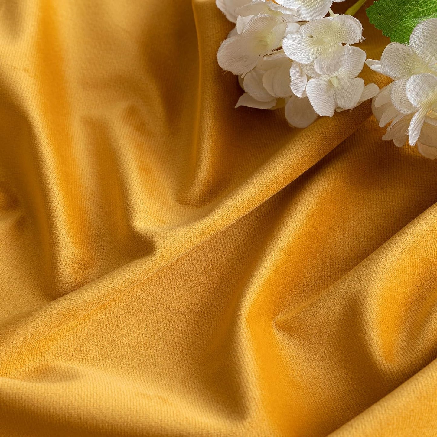 MIULEE Velvet Curtains 90 inches 2 Panels - Pinch Pleat Luxury Room Darkening Curtains for Bedroom Living Room Thermal Insulated Super Soft Fall Window Drapes Rod Pocket Pinch Pleated, Mustard Yellow