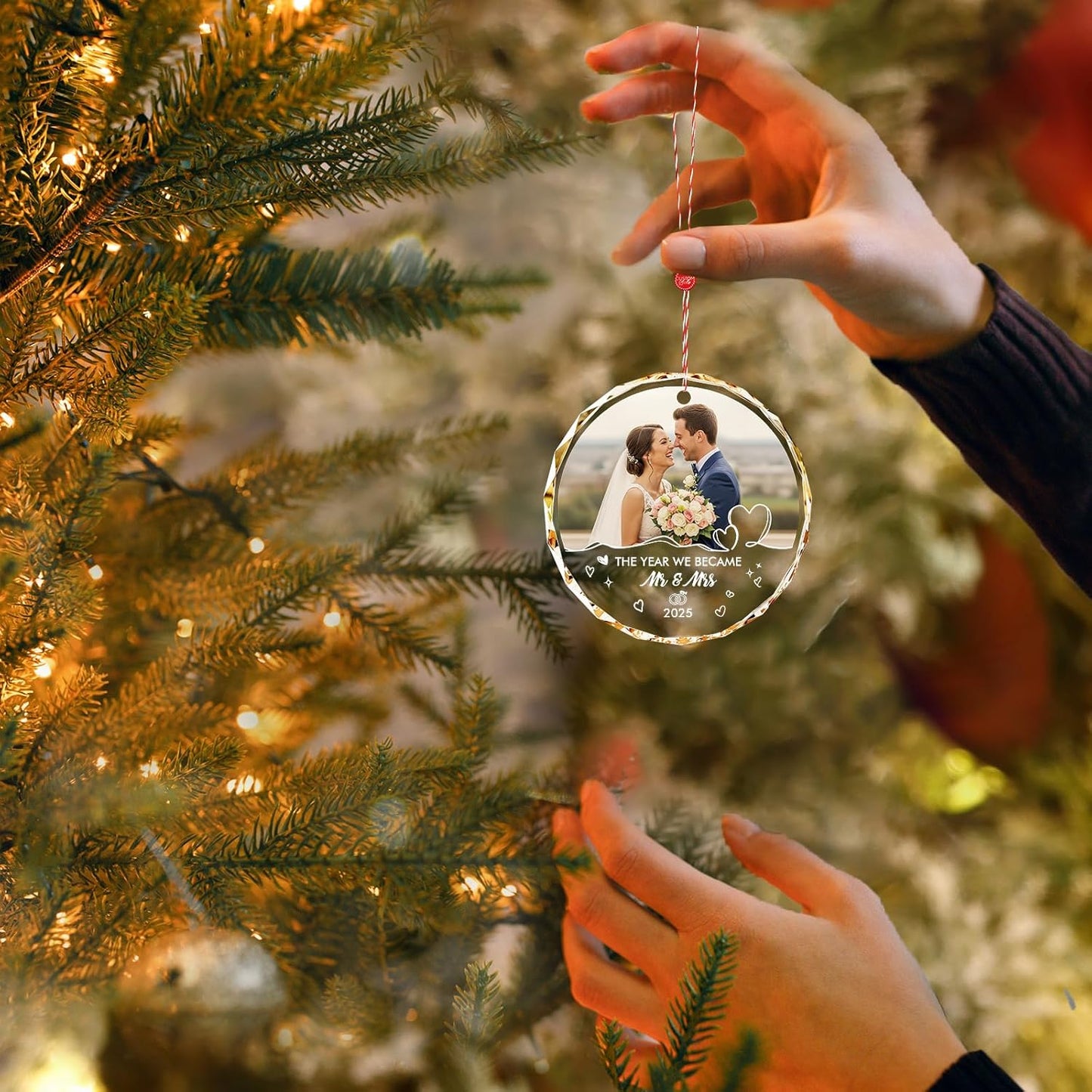 Bemaystar Personalized First Christmas Married Ornaments 2025–Personalized Wedding Gifts for Couples 2025–Bridal Shower Gifts–Just Married Gift for Newlywed Couple