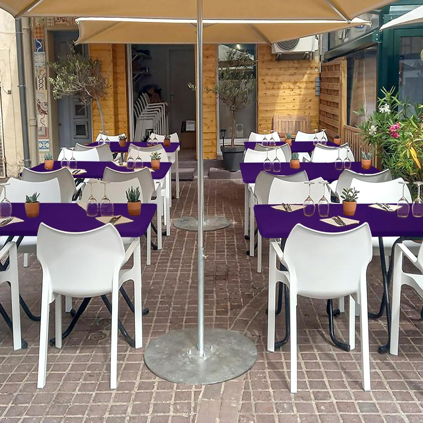 Spandex Table Cover for 6 Foot Rectangle Tables-4 Pack Dark Purple Outdoor Picnic Elastic Table Cover-Spandex Stretch Folding Table Cloths for Camping Dining Room Patio Kitchen Banquet Party