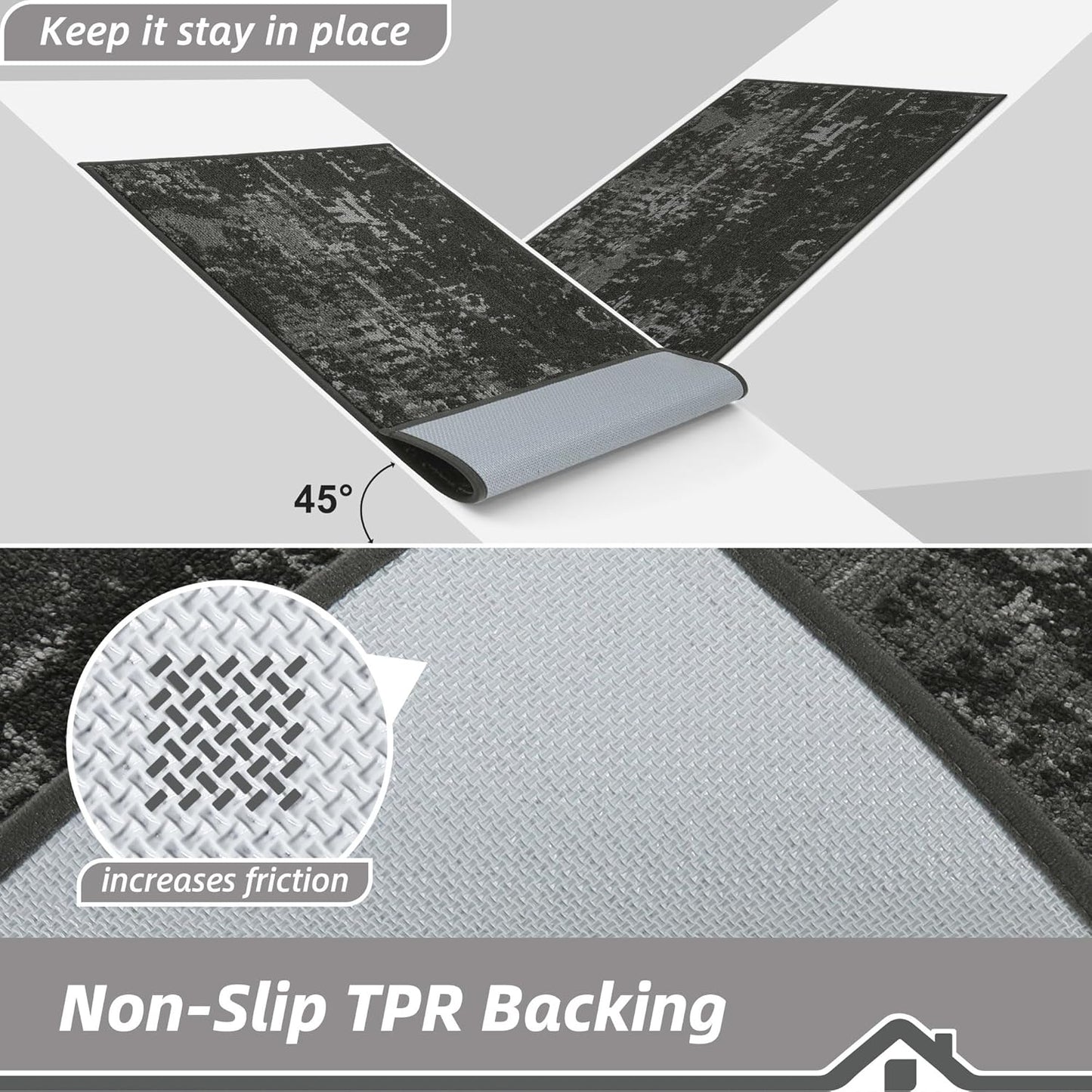 BEQHAUSE Dirt Trapper Door Mat 32"x48" Non-Slip Door Mats Washable Entryway Rugs Stain Resistant Doormat Absorbent Welcome Floor Mat for Front Back Door, Muddy Wet Shoes & Paws,Dark Grey