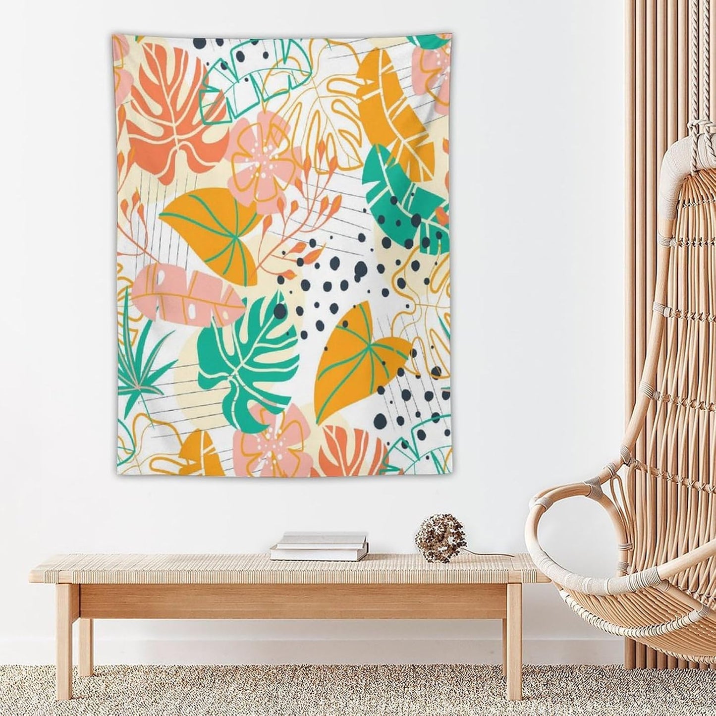 ICMOLYYENLO Tropical Palm Leaves Wall Tapestry, Wall Art for Room Decoration Beautiful Wall Hanging for Bedroom Living Room Dormitory Apartment 60x80 Inch